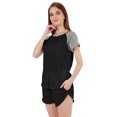 thumbnail image 4 of Inkmeso Solid 2 Pc Nightwear Set For Women Raglan Sleeves Button-Down Top & Shorts Sleepwear-62, 4 of 7
