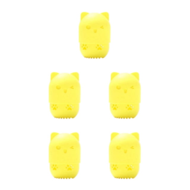 mmirethe Convenient And Cat Shaped Sponge Holder With Silicone Storage Box yellow 5Set