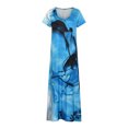 thumbnail image 4 of Heliisoer Robe pour Femme, Liquidation Été Femmes Décontractée Été Manches Courtes Col Rond Imprimé Maxi Bohème Robe Longueur Cheville, 4 of 9