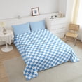 thumbnail image 3 of Erosebridal Checkered Gingham Comforter Sets Twin Size, Blue Buffalo Comforters & Duvets, Rectangle Geometry Decor, 2-Piece, 3 of 8
