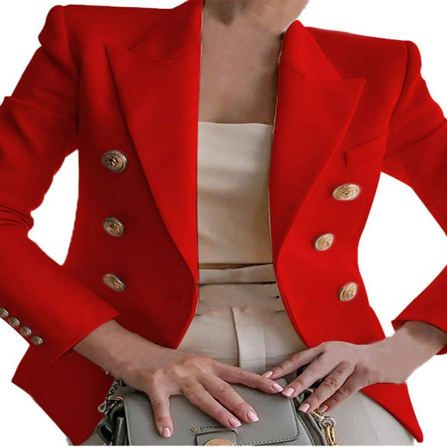 Ladies Double-Breasted Suit Jacket Slim Slimming Suit Office Daily Outfit