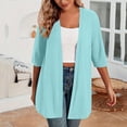 thumbnail image 2 of Timegard Cardigans for Women 1/2 Sleeve Open Front Lightweight Solid Color Casual Loose Jacket Tops, 2 of 7