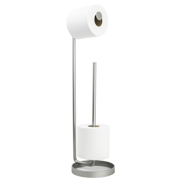 Era Support de Papier Hygiénique Dots Argent Chaud, 6 X 22,10 Po, Support Métallique Autoportant à Fini Argent Chaud Conçu pour Tenir un Rouleau pour Distribuer et Ranger jusqu'à Trois Rouleaux Supplémentaires Verticalement, Offrant une solution de Rangement de Salle de Bain Compacte et Minimaliste.