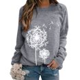 thumbnail image 1 of ZXZY Women Dandelion Graphic Print Round Neck Long Sleeve Pullover, 1 of 7