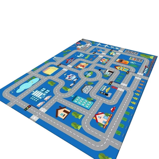 Matoen12 Polyester Fluffy Area Rug for Bedroom, Kid Rugs Skin-Friendly Non-Slip Carpet for Living Room Nursery Kindergarten, Traffic Pattern Home Decor Floor Mats, 32"x63", 1PC, G, Rectangle