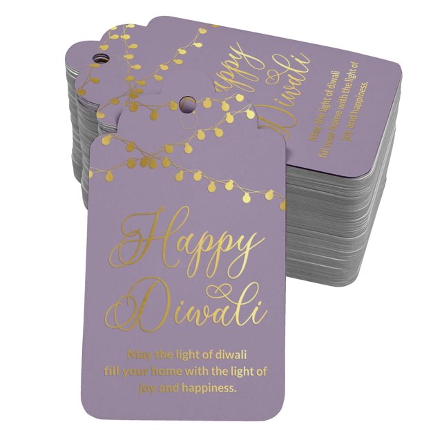 Inkdotpot Real Gold Foil Happy Diwali Tags Favor Hang Paper Tags 100 Pack