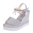 thumbnail image 2 of LSLJS Summer Ladies Shoes Fish Mouth Medium Wedge Heel Metal Buckle Women's Sandals, 2 of 5