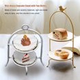 thumbnail image 1 of Mini-House Miniature Cake Rack with Two Dishes Dessert Tableware Model Lifelike Metal Frame Simulated Kitchen Furniture Table White, 1 of 8