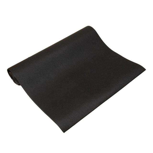 GoZone Equipment Mat Flooring Roll – 36” x 78” – Black, a durable high-density PVC mat with textured non-slip surface and heat-sealed edges, designed to protect floors from damage by stationary bikes, treadmills, and ellipticals, featuring MicroFresh anti-odor technology.