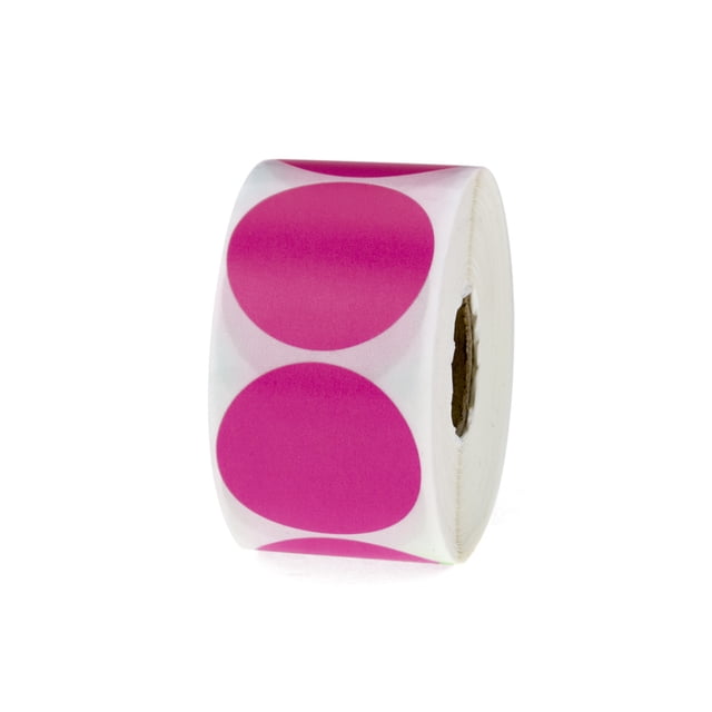 Officeship 600 PCS 1.5" Dia Round Colored Direct Thermal Labels-Hot Pink-1.5 inch/600 pcs