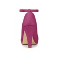 thumbnail image 2 of BLISSFUL STEP Chaussures pour Femmes Bout Rond Talon Aiguille Bride à la Cheville Escarpins Rose Vif 9.5, 2 of 7