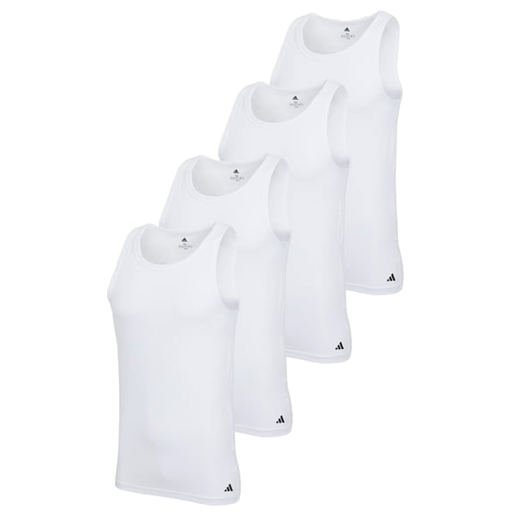 adidas Gilets pour Hommes, Lot de 4 - Camisole, Coton Active Flex, Sans Manches, Couleur Unie Blanc 2TG (XX-Grand)