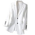 thumbnail image 1 of Tenue Blanche à Col Roulé en Spandex pour Femmes Automne Hiver à Manches Longues Travail Bureau Modeste Détente Unie Veste Blazers Tenues Dames Boutonnée 2025 Vêtements Mode TG, 1 of 7