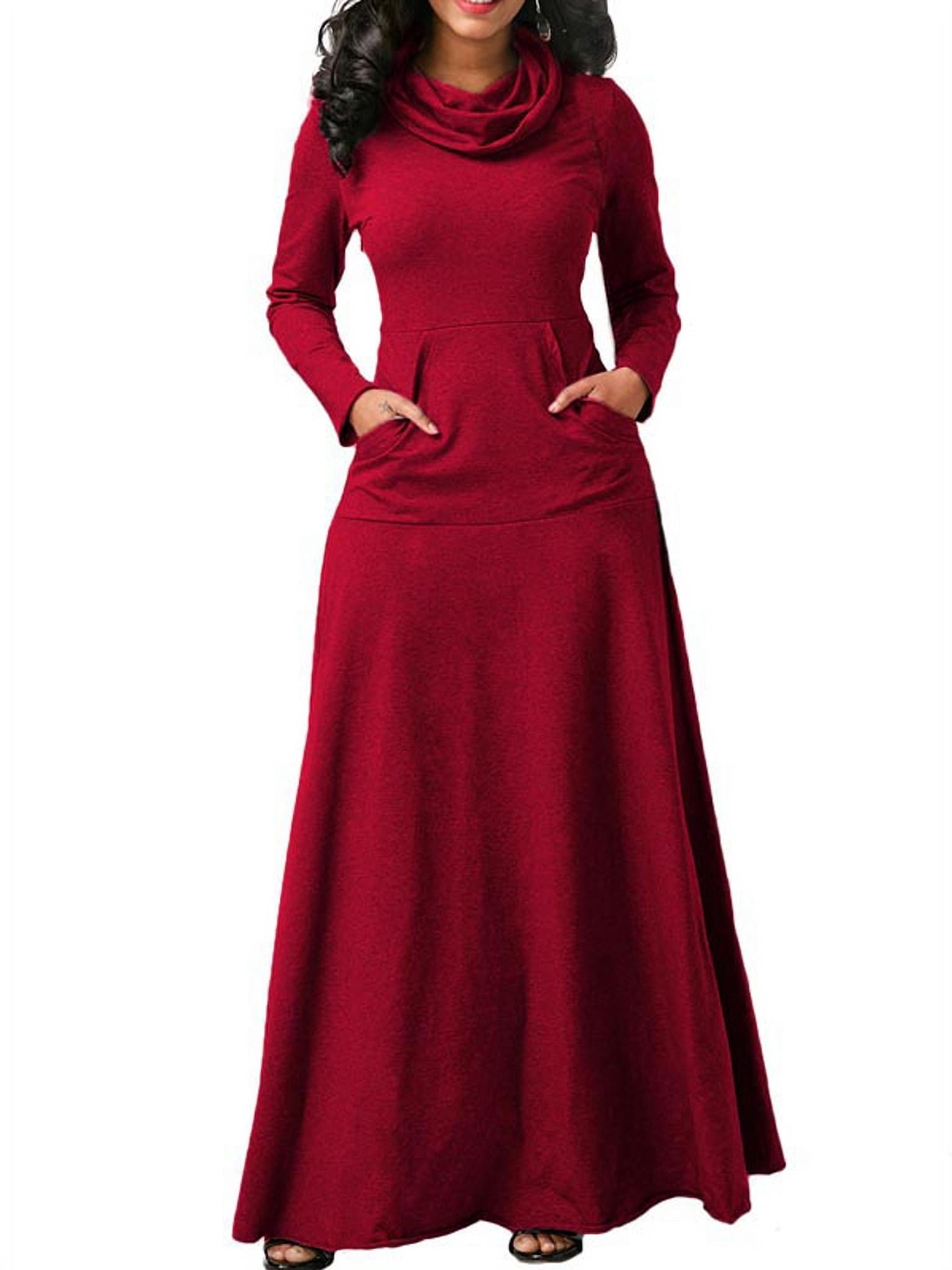 ZANZEA Robe Longue Unie pour Femmes, Soirée, Nœud, Manches Longues, Poches