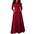 thumbnail image 1 of ZANZEA Robe Longue Unie pour Femmes, Soirée, Nœud, Manches Longues, Poches, 1 of 12
