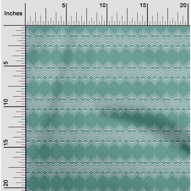 oneOone Silk Tabby Fabric Floral & Chevron Block Printed Craft Fabric BTY 42 Inch Wide