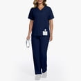 thumbnail image 4 of V Neck Scrubs for Women Set Scrubs Top Drawstring Straight Pants 4 Way Stretch Medical Nursing Uniforms Matching Sets, 4 of 6