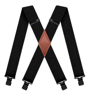 Qcwqmyl Black Suspenders for Men Heavy Duty Big and Tall,2" Wide with Strong 4 Clips Suspenders Ski Work