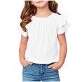 thumbnail image 1 of Yanlir 2025 Chemises d'Été pour Enfants Manches Raglan T-Shirt Graphique à Manches Courtes Haut à Col Rond T-Shirt pour Filles Tee Ample Décontracté Hauts (Blanc#1, 11 Ans), 1 of 7
