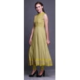 thumbnail image 3 of Bimba Robe Anarkali à Feuilles de Verge d'Or, Col Mandarin, Sans Manches, Kurtis pour Femmes, Robe Maxi à Imprimé, X-Grand, 3 of 6