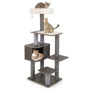 Gymax 59.5'' Tall Cat Tower w/Cushion Top Perch Detachable Mats Scratching Posts Gray