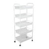 solutions Chariot Roulant en Métal à 5 Niveaux, Chariot Utilitaire en Treillis Métallique, Chariot de Rangement à 4 Roues Argent, Chariot de Rangement Polyvalent