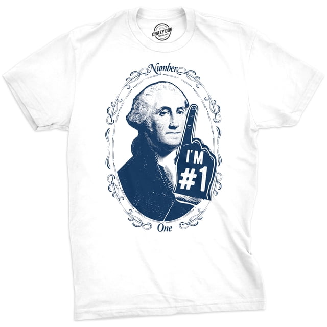 Mens George Washington Number 1 T Shirt Funny 4th Of July Tee for Guys (White) - S