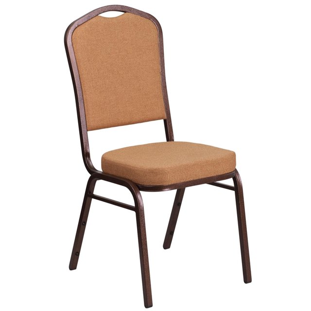 HERCULES Series Crown Back Stacking Banquet Chair in Burgundy Fabric - Gold Frame