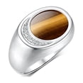 thumbnail image 3 of RYLOS Men's Designer Ring in Sterling Silver 925: Features Diamonds around Tiger Eye  - Available  Size 13, 3 of 6