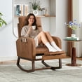 thumbnail image 1 of Yiwa High Back Nursery Glider Rocker Swivel Chair with Adjustable Footrest Soft Padding Solid Wood Legs and Two Side Pockets for Bedroom and Living Room, 1 of 8