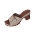 thumbnail image 2 of HWRETIE Women's Plus Size Flip Flops Thick Heel Round Toe Buckle High Heel Summer Beach Sandals, 2 of 7