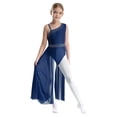 thumbnail image 1 of MSemis Robe de Danse Moderne Jazz Lyrique Sans Manches pour Filles avec Strass Brillants Jupe de Ballet Bleu Marine 16, 1 of 6