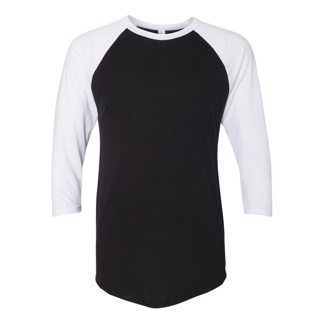 T-shirt Raglan à Manches Trois Quarts, XS, Blanc-Noir