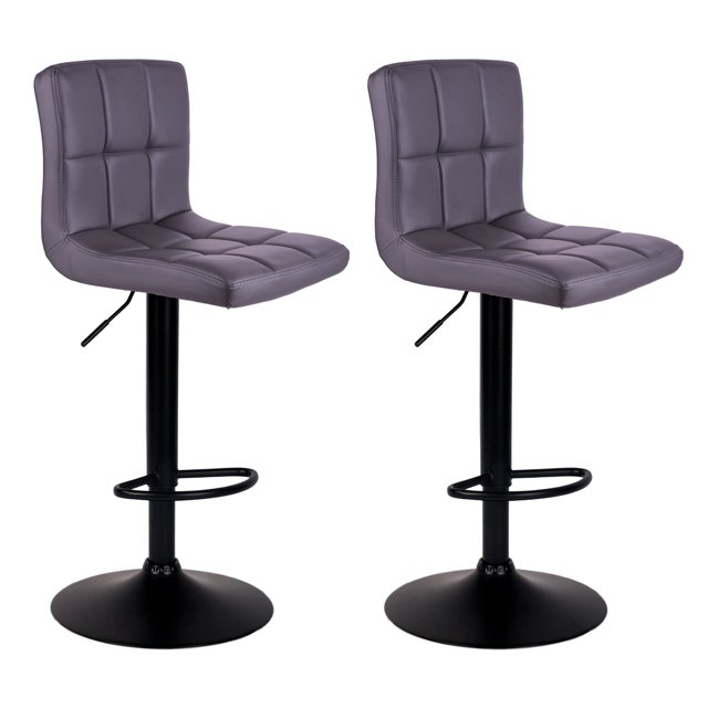 Bronte Living Leatherette Bar Stool with Adjustable Height, 360 Swivel Design, Comfortable Mid-Backrest, Pedestal Base with Footrest for Kitchen, Pub - Series Clementine - Set of 2