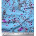 thumbnail image 1 of Soimoi Toile de Coton Bleu Insectes, Roses et Feuilles Tissus Imprimés par Yard 42 Pouces de Large, 1 of 3
