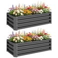 thumbnail image 1 of Outsunny Raised Garden Beds Set of 2, Galvanized Planter Box, Dark Grey, 1 of 10