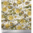 thumbnail image 1 of Soimoi Yellow Rayon Fabric Leaves & Floral Print Fabric by Yard 42 Inch Wide, 1 of 3