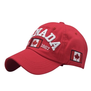 Baseball Caps Embroidered Maple Leaf Adjustable Flag Golf Hat for Men Women Father's Day Gifts Red Free Size