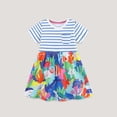 thumbnail image 2 of Robes d'Été à Rayures pour Petites Filles, Appliqués de Dessins Animés, Robe Décontractée en Coton, Robe Fille, Taille 6-7T, 2 of 9