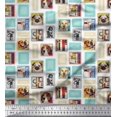 thumbnail image 1 of Soimoi Poly Georgette Fabric Frames,Women & Dogs Patchwork Printed Fabric 1 Yard 52 Inch Wide, 1 of 3
