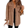 thumbnail image 1 of Yubnlvae Veste-Chemise en Denim Brun Délavé Mode Décontractée pour Femme, G, 1 of 3
