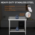 thumbnail image 4 of EDTara 36" x 30" Stainless Steel Commercial Work Table, Foldable Base with Adjustable Undershelf for Hotel, Restaurant & Home, 4 of 8