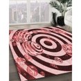 thumbnail image 3 of Ahgly Company Machine Washable Indoor Round Transitional Pastel Pink Area Rugs, 5' Round, 3 of 7