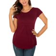 thumbnail image 4 of Vêtements de Grossesse Offres de l'Action de Grâce Liquidation Été Vêtements de Maternité pour Femmes Col Rond Manches Courtes Volants Pli Hauts de Grossesse, 4 of 5