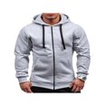 thumbnail image 1 of Mens Solid Zip Up Hoodie Classic Winter Hooded Sweatshirt Jacket Coat Top Tops, 1 of 4