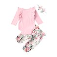 thumbnail image 2 of SUNSIOM Girl's Long Sleeve Floral Rabbit Romper + Floral Pants + Headband, 2 of 9