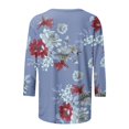 thumbnail image 4 of TIMIFIS Hauts pour Femmes Mi-Long Printemps Automne Imprimés Manches 3/4 Hauts Mode Grande Taille Col Ras du Cou T-Shirts Décontractés Blouses Chemises à Manches Longues pour Femmes Automne, 4 of 5