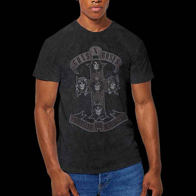 Guns N Roses Unisex T-Shirt Monochrome Cross (Wash Collection)