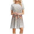thumbnail image 1 of SMihono Robe d'Été Grande Taille pour Femmes 2023 Décontractée Unie Ample Manches Courtes Robe Ample Imprimé Floral Tournesol, 1 of 8