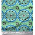 thumbnail image 1 of Soimoi Moss Georgette Fabric Mandala Ethnic Print Fabric by the Yard 42 Inch Wide, 1 of 3